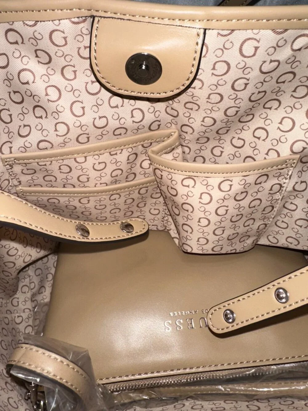 Guess Totte Bag Brown Portini With Included Pouch Mocha